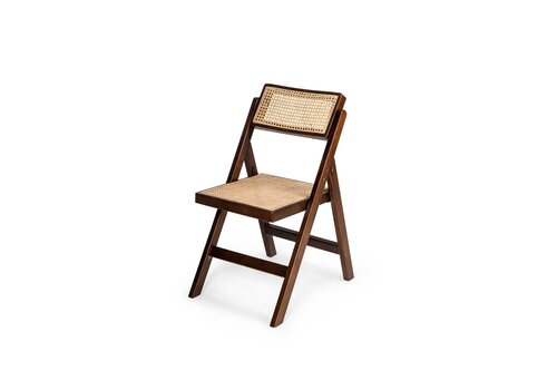  HorecaTraders Folding Wooden Chair with Rattan Seat | 52.5 × 46 × 82.5 cm | Set of 4 