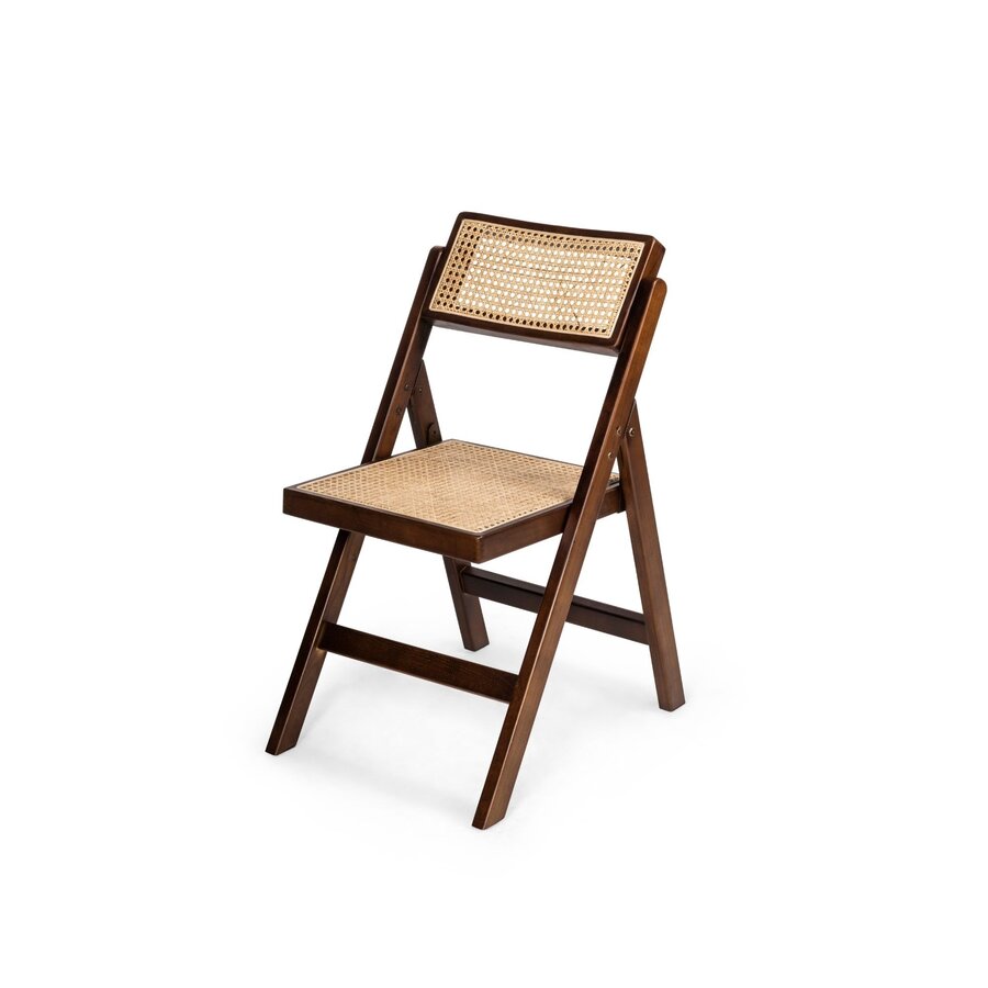 Klappbarer Holzstuhl mit Rattansitz | 52,5 × 46 × 82,5 cm | 4er-Set