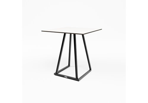  HorecaTraders Stapelbare Eettafel | Aluminium | Zwart & Wit | 70x70x74 cm 
