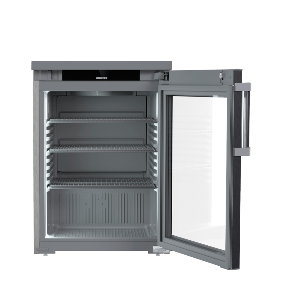 Edelstahl-Unterbaukühlschrank mit Glastür, 127 Liter, professionelles Kühlsystem für die Gastronomie