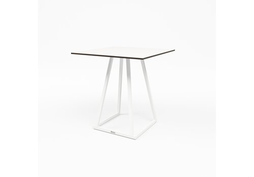  HorecaTraders Table de salle à manger empilable | Aluminium | Blanc | 70 x 70 x 74 cm 
