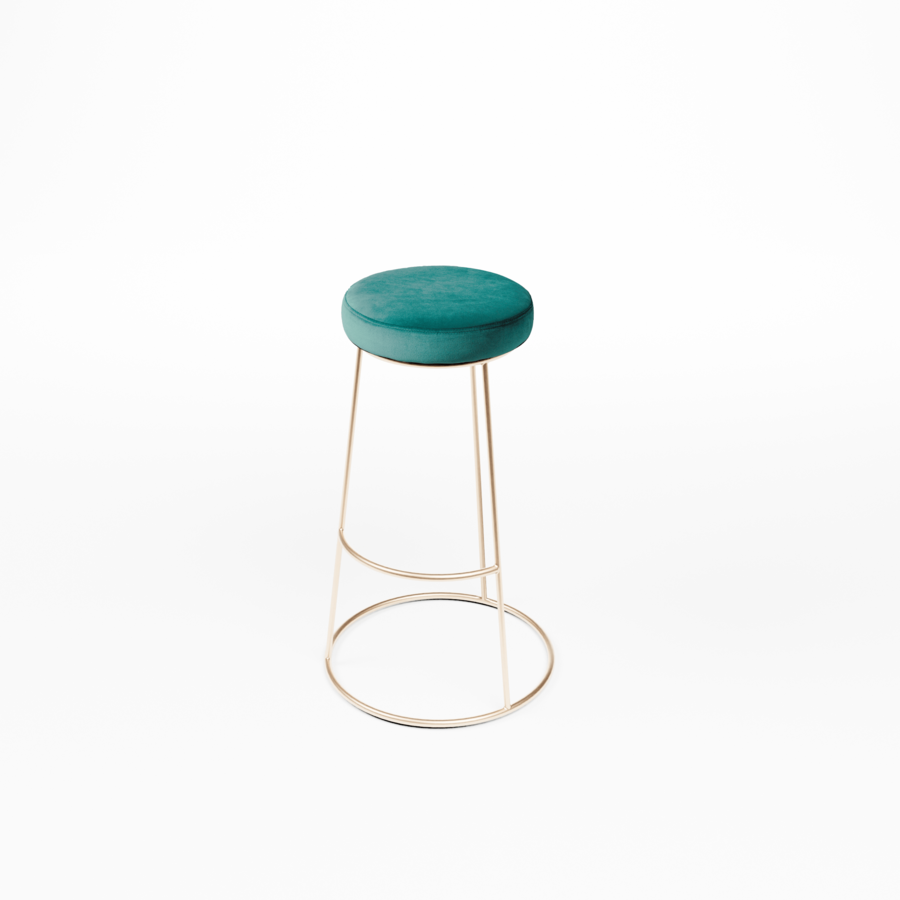 Stackable Bar Stool with Velvet or Teddy Seat | Rose Gold Frame | Height 80 cm | 4 pieces