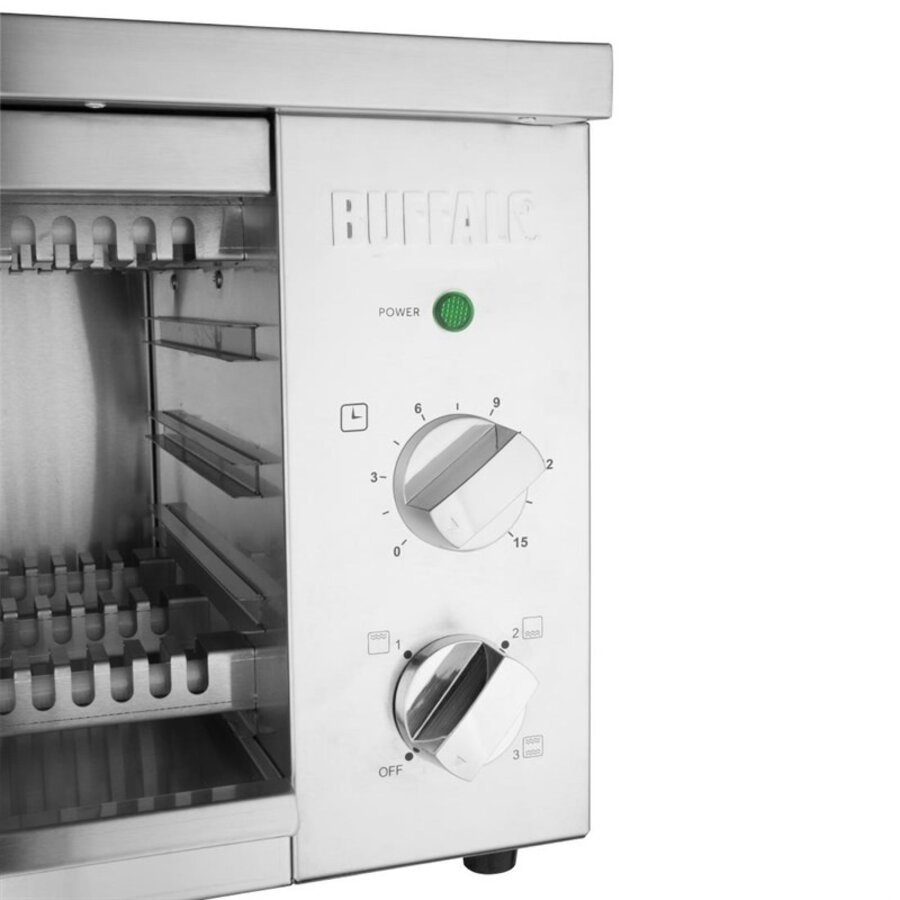 Elektrischer Salamandergrill aus Edelstahl (230 V) mit Timer und 3 Rostpositionen