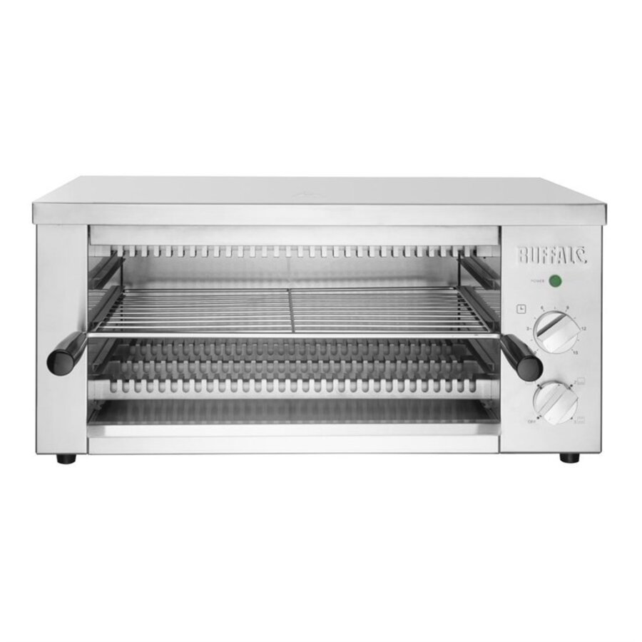 Elektrischer Salamandergrill aus Edelstahl (230 V) mit Timer und 3 Rostpositionen