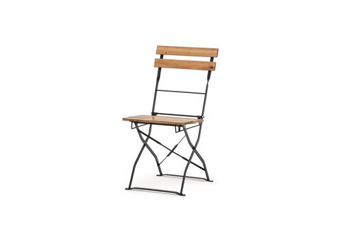  HorecaTraders Folding Bistro Chair | Wood and Steel | Black | 42x42x84 cm | 4 pieces 