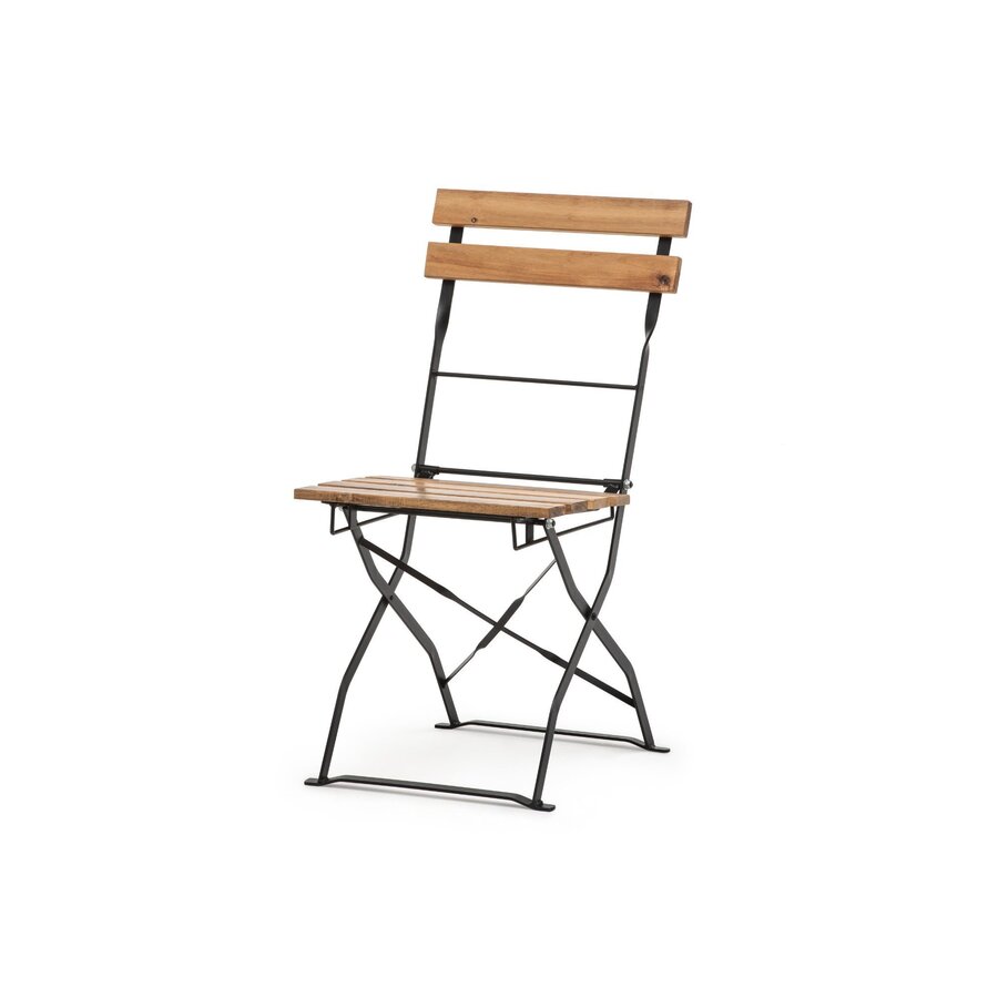 Folding Bistro Chair | Wood and Steel | Black | 42x42x84 cm | 4 pieces