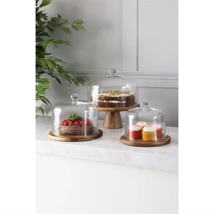 Cloche à gâteau en verre avec bouton | 20 cm (h) x 28,5 cm (Ø)