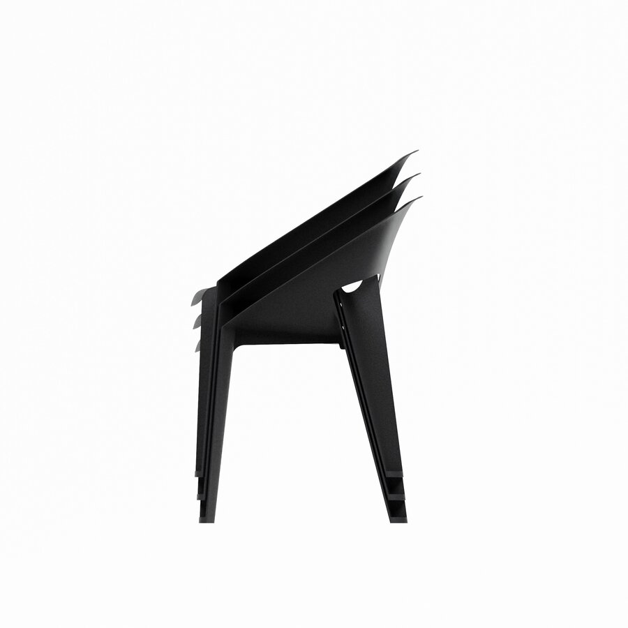 Chaises empilables pour l'hôtellerie, noires | Polypropylène | Lot de 4 | Intérieur et extérieur