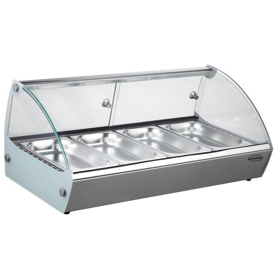 Wärmevitrine 4x 1/3 GN | Edelstahl | 230 V | +30/+90 °C | 840 x 395 x 270 mm