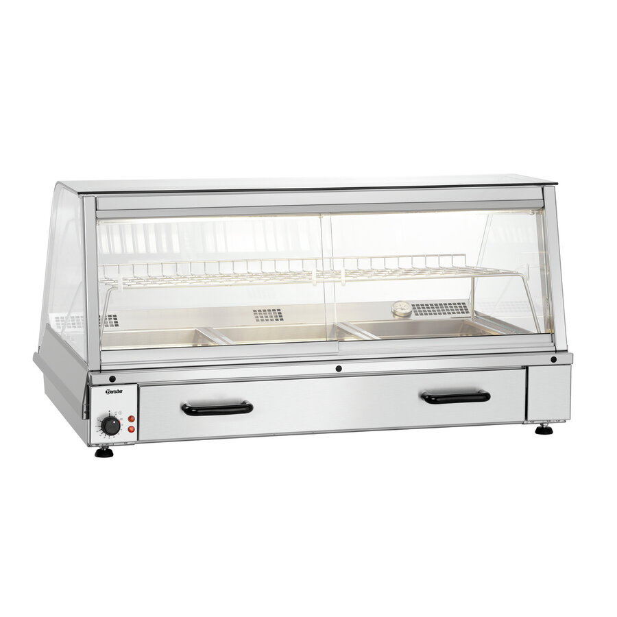 Glass Heated Display Case | 3/1 GN | Stainless Steel | +30/+110°C | 1095x785x560 mm