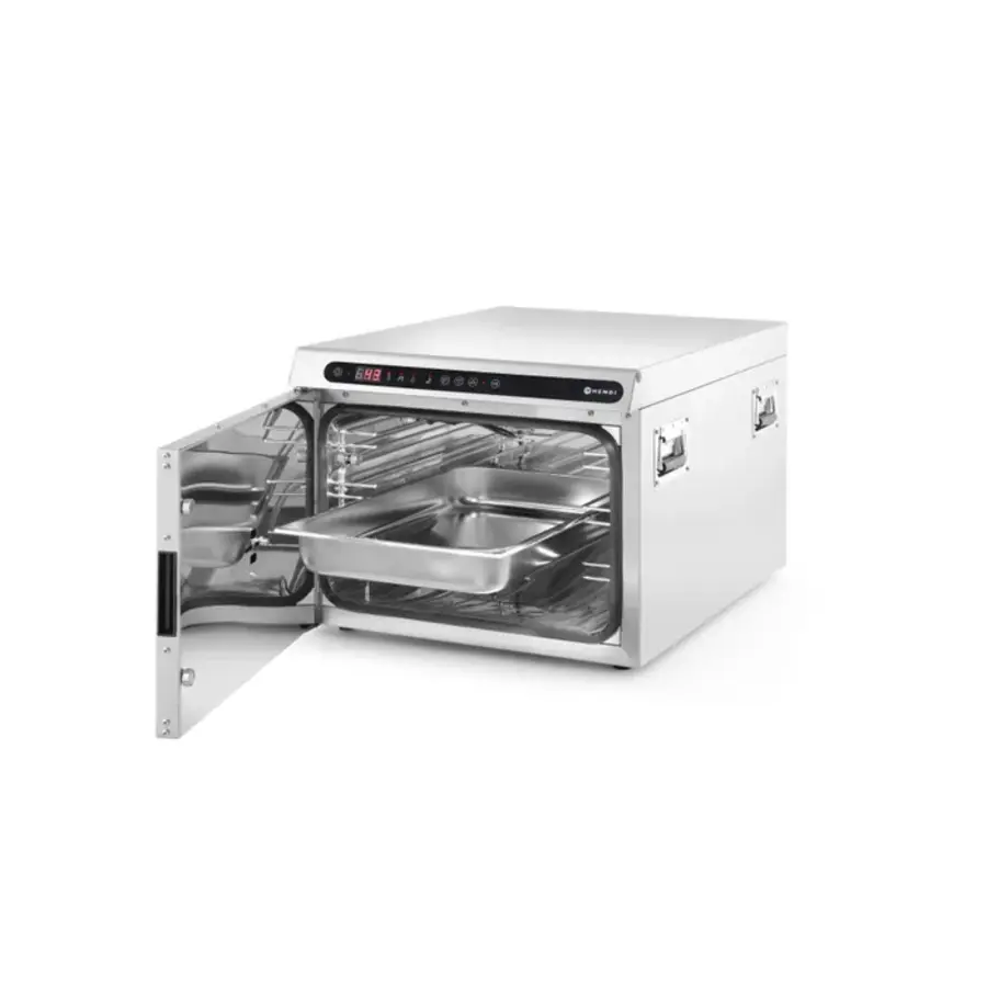 Four de maintien au chaud numérique avec thermomètre à cœur intégré - Pour 3 cuves GN 1/1 ou 600 x 400 mm - 495 x 690 x 413 mm