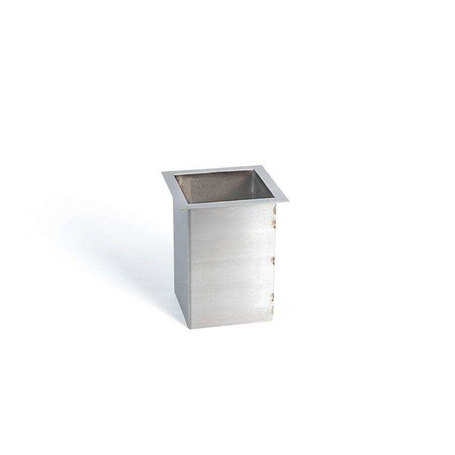 Goulotte d'évacuation carrée en acier inoxydable - Avec bride de 15 mm - À encastrer sous plan de travail - 110 x 110 x 175 mm