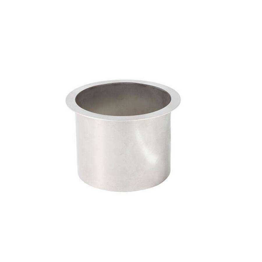 Ronde RVS Afvalkoker - ø150mm - Met Hoogglanzende Flens 15mm - 125mm Hoog