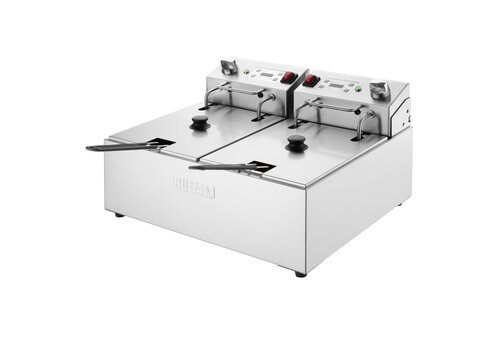  Buffalo Dubbele Elektrische Friteuse 2x5L met Timer RVS 