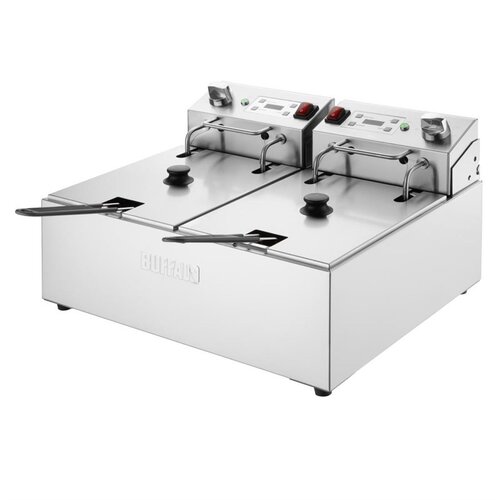  Buffalo Double Electric Fryer 2x5L with Timer Stainless Steel 