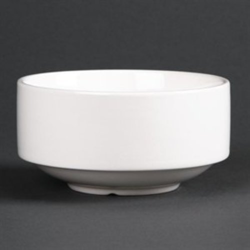  HorecaTraders Stackable Porcelain Soup Bowl White | 40cl 6 pcs 