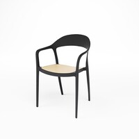 Ensemble de 4 chaises empilables noires pour terrasse et restaurant – Chaises de salle à manger d'extérieur en plastique