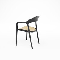 Ensemble de 4 chaises empilables noires pour terrasse et restaurant – Chaises de salle à manger d'extérieur en plastique