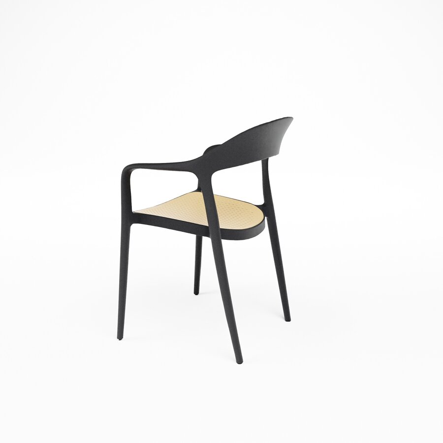 Ensemble de 4 chaises empilables noires pour terrasse et restaurant – Chaises de salle à manger d'extérieur en plastique