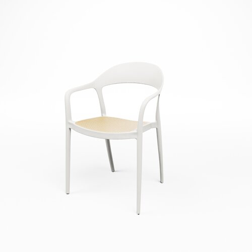  HorecaTraders Set of 4 White Stackable Hospitality Chairs for Terrace and Restaurant – Plastic Outdoor Dining Chairs 