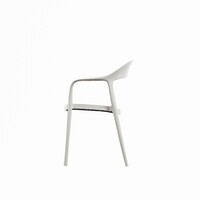 Set of 4 White Stackable Hospitality Chairs for Terrace and Restaurant – Plastic Outdoor Dining Chairs