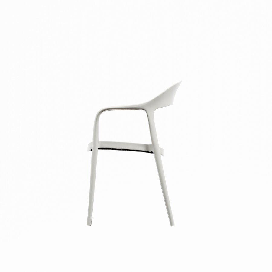 Set of 4 White Stackable Hospitality Chairs for Terrace and Restaurant – Plastic Outdoor Dining Chairs
