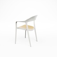 Ensemble de 4 chaises empilables blanches pour terrasse et restaurant – Chaises de salle à manger d'extérieur en plastique