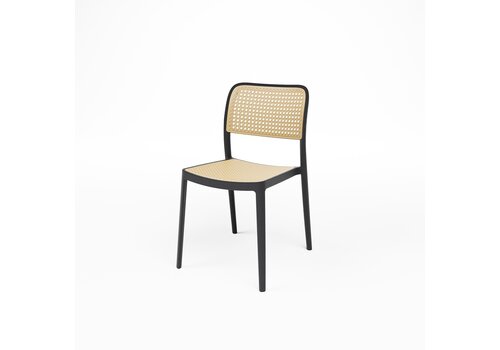  HorecaTraders Chaises d'accueil empilables aspect rotin beige – Lot de 4 – Intérieur et extérieur 