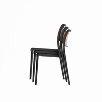 Chaises d'accueil empilables aspect rotin beige – Lot de 4 – Intérieur et extérieur