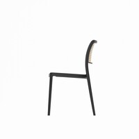 Chaises d'accueil empilables aspect rotin beige – Lot de 4 – Intérieur et extérieur