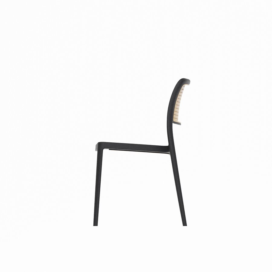 Chaises d'accueil empilables aspect rotin beige – Lot de 4 – Intérieur et extérieur
