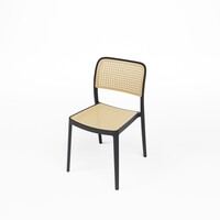 Chaises d'accueil empilables aspect rotin beige – Lot de 4 – Intérieur et extérieur