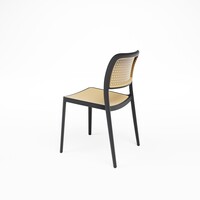 Chaises d'accueil empilables aspect rotin beige – Lot de 4 – Intérieur et extérieur