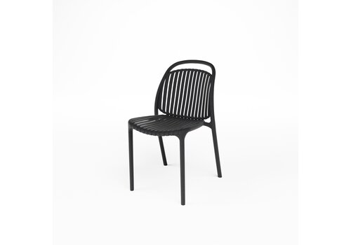  HorecaTraders Ensemble de 4 chaises empilables noires pour l'accueil – Chaises de patio en plastique pour une utilisation intérieure et extérieure 