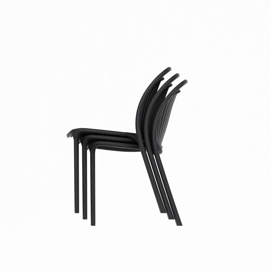 Ensemble de 4 chaises empilables noires pour l'accueil – Chaises de patio en plastique pour une utilisation intérieure et extérieure