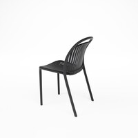 Black Stackable Hospitality Chair Set of 4 – Plastic Patio Chair for Indoor & Outdoor Use
