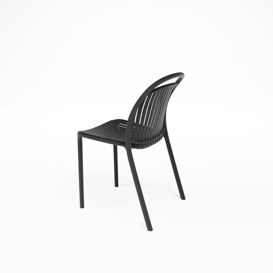 Ensemble de 4 chaises empilables noires pour l'accueil – Chaises de patio en plastique pour une utilisation intérieure et extérieure