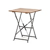 HorecaTraders Table bistro pliante 60 x 60 cm – Table de terrasse de restaurant en bois d'acacia avec piètement en acier noir