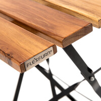 Foldable Bistro Table 60x60 cm – Acacia Wood Restaurant Terrace Table with Black Steel Base