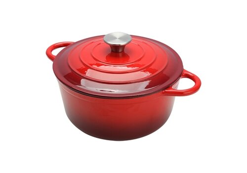  HorecaTraders Gusseiserne Kasserolle Ø 28 cm 6,5 l, emailliert rot 