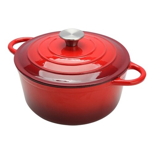  HorecaTraders Gusseiserne Kasserolle Ø 28 cm 6,5 l, emailliert rot 