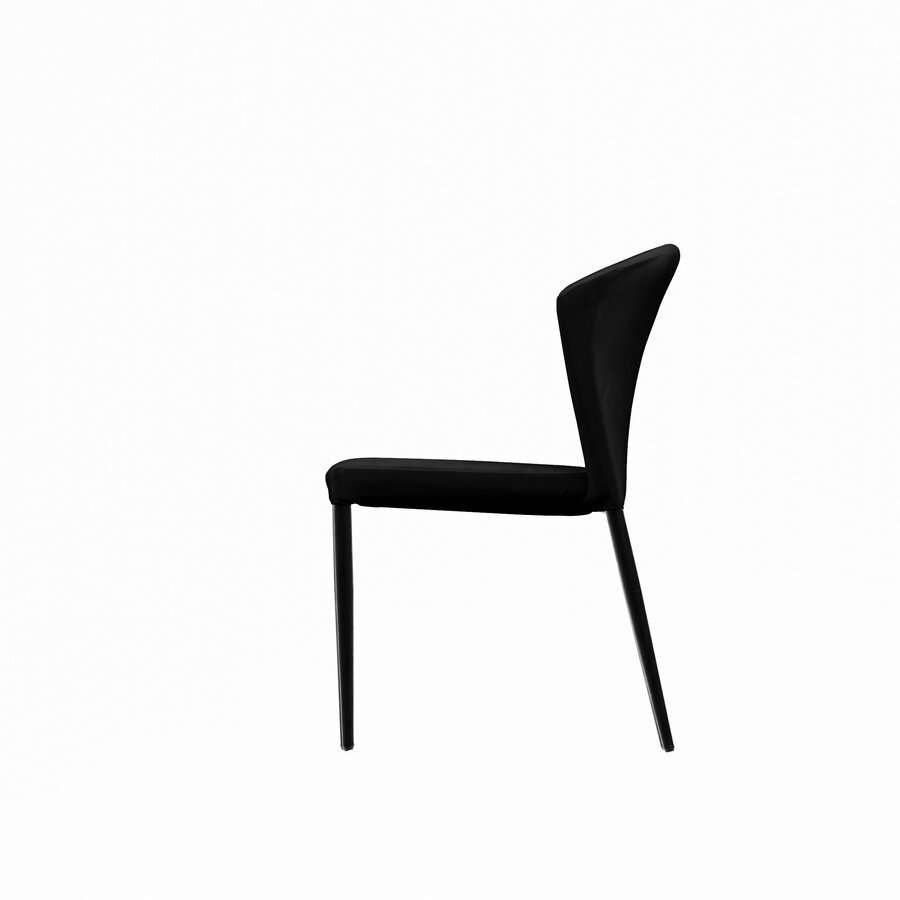 Chaise empilable de luxe en velours noir pour l'hôtellerie, la restauration et les lieux événementiels (lot de 4).