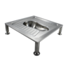 HorecaTraders Built-in Stainless Steel Squat Toilet with Horizontal Water Supply | W 700 x D 700 x H 170/220 mm