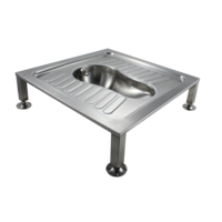 Inbouw RVS Hurktoilet met Horizontale Watertoevoer | B 700 x D 700 x H 170/220 mm