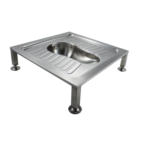  RVS Hurktoilet voor Horeca & Openbare Sanitair Ruimtes – Inbouwmodel met Horizontale Watertoevoer 