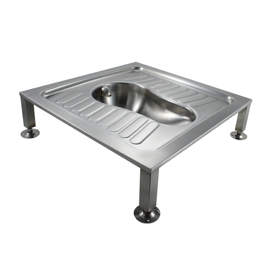 Built-in Stainless Steel Squat Toilet with Horizontal Water Supply | W 700 x D 700 x H 170/220 mm