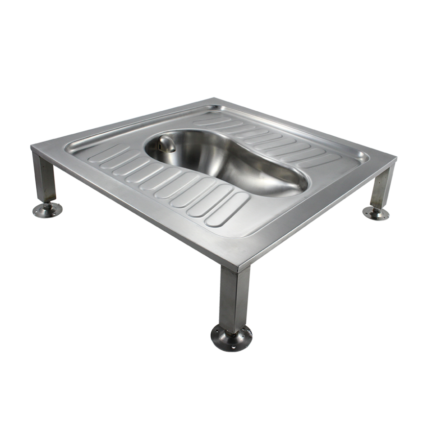 Toilettes turques en acier inoxydable pour l'hôtellerie et les établissements sanitaires publics – Modèle intégré avec alimentation en eau horizontale