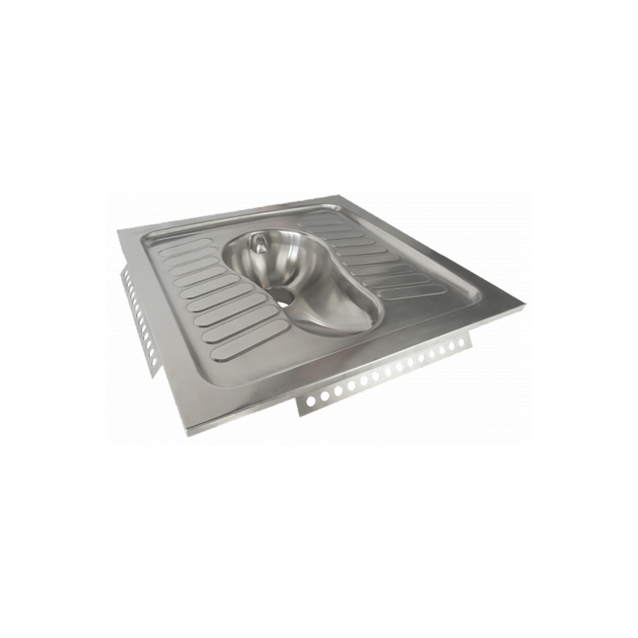 Inbouw RVS Hurktoilet met Horizontale Watertoevoer | B 700 x D 700 x H 170/220 mm