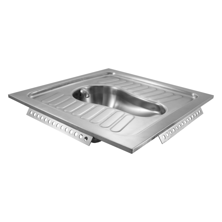 RVS Hurktoilet voor Horeca & Openbare Sanitair Ruimtes – Inbouwmodel met Horizontale Watertoevoer