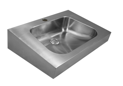  HorecaTraders Wandwaschbecken aus Edelstahl für die Gastronomie – Gebürstetes Edelstahl-Waschbecken zur Wandmontage 600 x 420 mm 